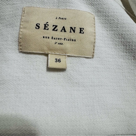 Sézane Abelia Cream Wrap Blouse Size 36 - Picture 9 of 13